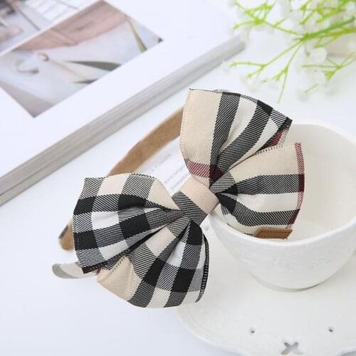 200PCS Lovely Lattice Big Bowknot Kids Hair Hoop Baby Hairbands Princess Headwear Children Headbands