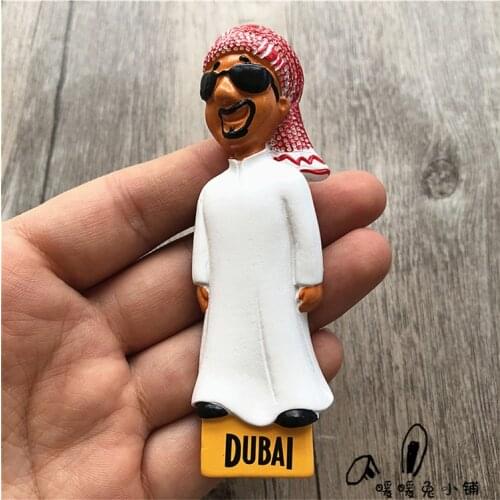 3D stereo Arab uae Dubai uncle tourism souvenir resin refrigerator magnet photo paste fridge decoration