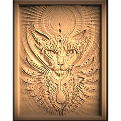 3d STL Model Cat for CNC Router 3D Printer Artcam Aspire Bas Relief