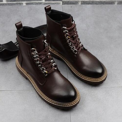 England style mens casual genuine leather boots vintage platform shoes handsome cowboy boot spring autumn short botas masculina