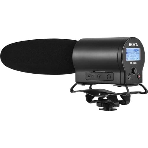 BOYA BY-DMR7 Super Cardioid Condenser Microphone with LCD Display Micro HDSC Card Compartment for DSLR Video Camera Camcorder