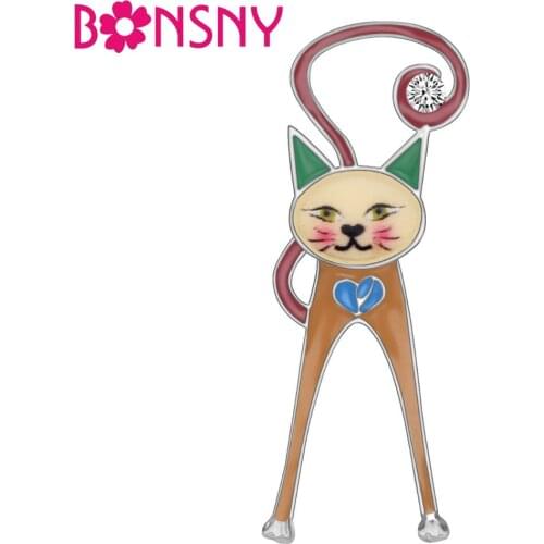 ARWA Enamel Alloy Rhinestone Cat Kitten Brooches Pin Crafts Jewelry For Women Girls Teens Cute Gift Scarf Clothes Decorations