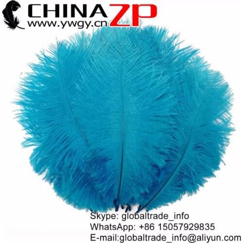 CHINAZP Factory 30-35cm/12-14inch Length 100pcs/lot Good Quality Dyed Blue Ostrich Drabs Feathers
