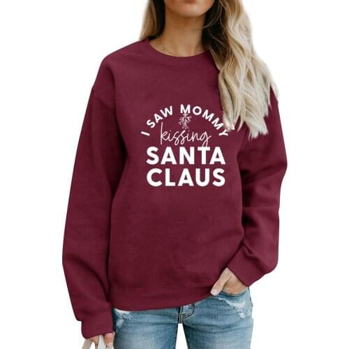 I Saw Mommy Kissing Santa Sweatshirt Funny saying Top Christmas gift Fashion Casual Vintage Cotton Womens Pullovers