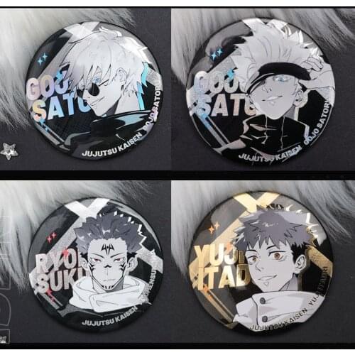 Action Jujutsu Kaisen Flash Insignia Gojou Satoru Getou Suguru Ryoumen Sukuna Figure Laser Commemorative Badge Gift Toys For Fan