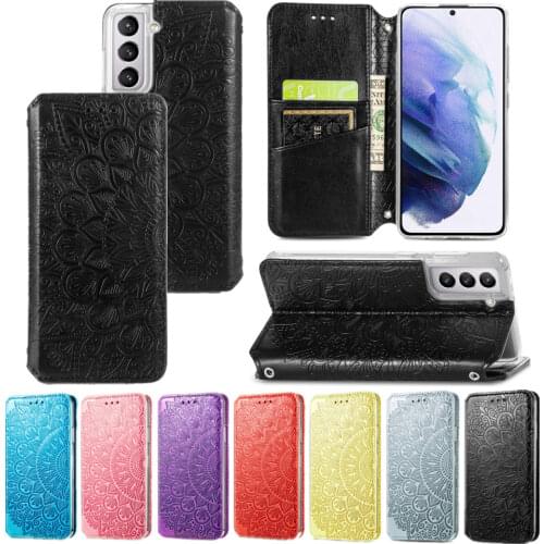 Leather Case for Samsung Galaxy S21 FE S20 Plus Note 20 Ultra 10+ Embossed Flip Cover Wallet Magnetic Protection Phone Coque