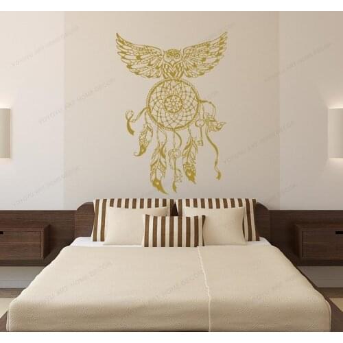 Dream Catcher wall Decal Owl Wall vinyl sticker for home decor bedroom wall decor removable art mural HJ549