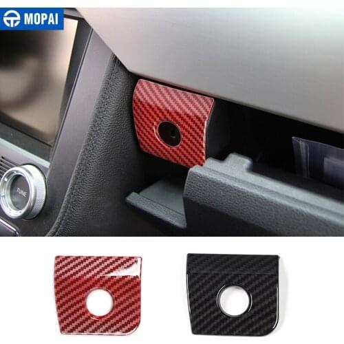 MOPAI Red Carbon Fiber Car Copilot Storage Box Switch Decoration Cover Stickers for Ford Mustang 2015+ Interior Accessories