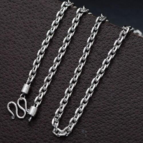 4mm 925 Sterling Silver men hiphop link chain necklace A2699