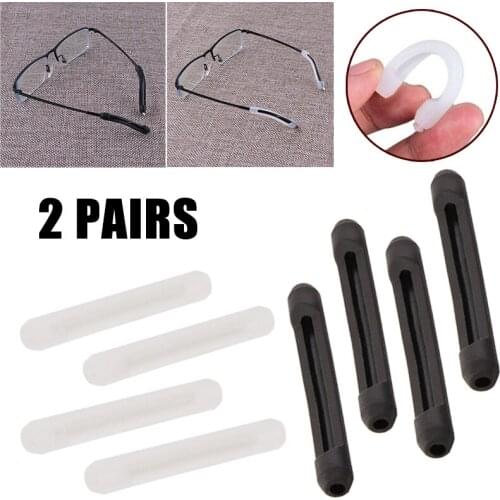 2 Pairs Strong Flexibility Glasses Leg Sets Anti-Slip Silicone Glasses Temple Tips Ear Grip Hook Holder Glasses Accessories