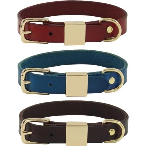 Genuine Leather Dog Collar Top layer leather Collars For Large Small Dog Pet Solid Collar For Cat Puppy Dog Pet Product