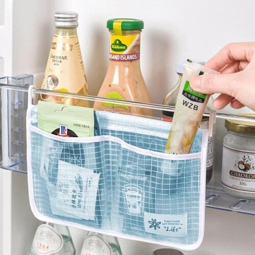 Refrigerator Storage Mesh Bag Hanging Portable Seasoning Food Snacks Net Bag Kitchen Fruits Storage Bags Kitchen Organizer Bags