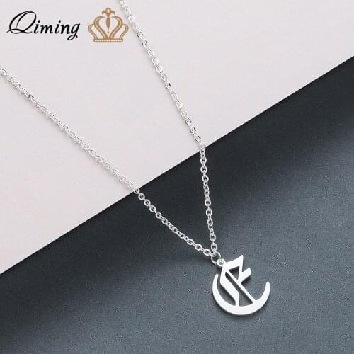QIMING Rose Gold Stainless Steel Simple Necklace For Women Baby Kids Jewelry Accessories Sister Cute Choker Necklace Gift