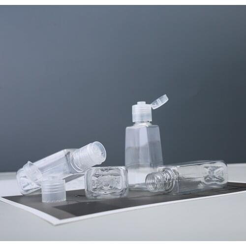 10pcs 30ml Clear Refillable Bottles Trapezoidal Empty Hand Sanitizer Containers Flip Cap Plastic Transparent Gel Bottle