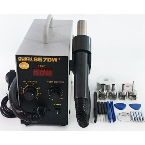 Quick 857DW+ Adjustable Hot Air Gun Station Soldering Rework Station With Helical Wind 580W SMD Rework Station