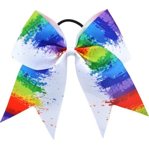 Multi-Pattern 7Inch Colored Bow Elastic Hair Band Glitter Grosgrain Ribbon Headwear for Girl Ponytail Hair Accessories