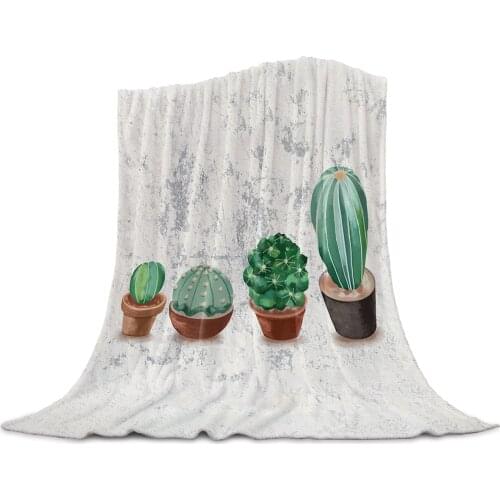 Dilapidated Wall Potted Cactus Coral Fleece Blankets Flannel Bedspreads Soft Warm Chair Lounge Blankets for Bed Sofa Cover