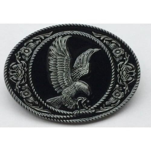 Silver Eagle Belt Buckle With Oval Metal Cowboy Belt Buckle 4cm wideth belt with continous stock