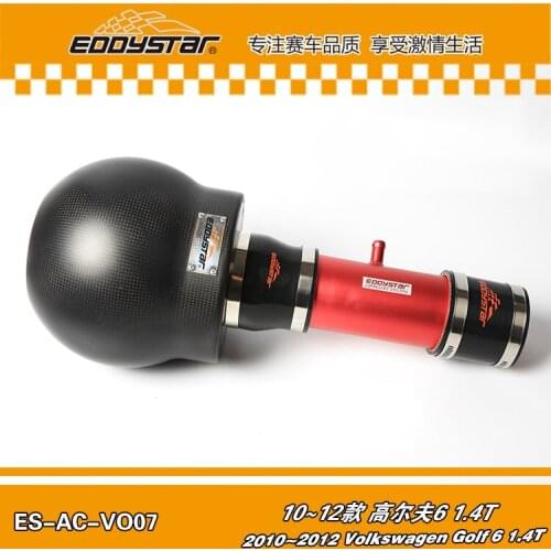 EDDYSTAR Bomb High Flow Carbon fiber air intake Filter SYSTEM with Silicone and Clamps for Volkswagen Golf 6 1.4T 2010-2012