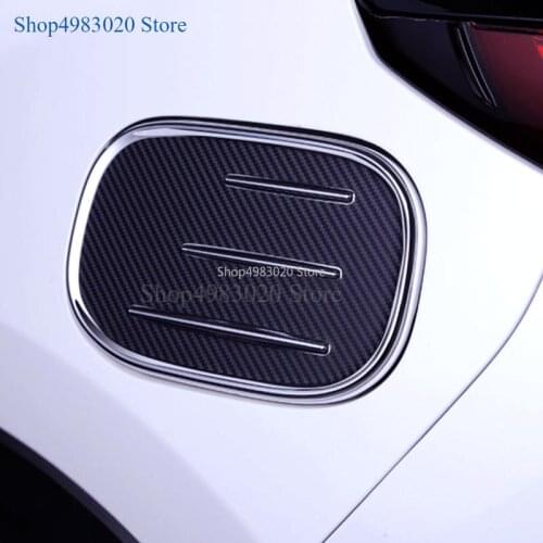 Sport Racing Carbon Fiber style Tank Fuel Cap Gas Oil Cover Trim Accessories for Mazda CX-5 CX5 2017 2018 ABS chrome