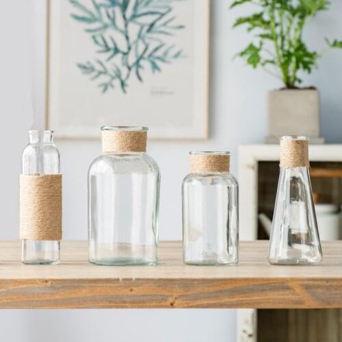 Glass Tabletop Vase For Living Room Creative Dried Flowers Transparent Desktop Decorations Hydroponic Flowers Flower Container