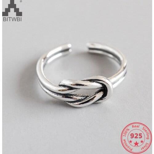 925 Sterling Silver Double Twist Knot Open Rings for Women High Quality Lady Prevent Allergy Jewelry