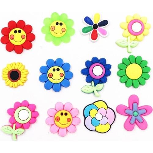 Flower Icon Colorful PVC Plant Flatback Embellishment Shoes Charm DIY Accessories For Backpack Fridge Magnet Bookmark Trinket