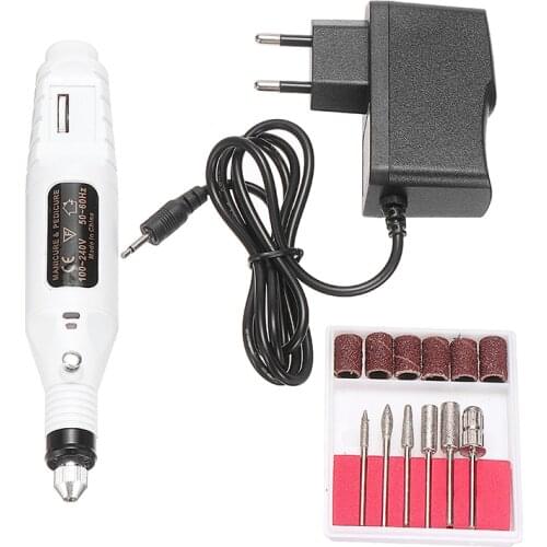 1set 6 Bits Electric Power Manicure Machine Pen Professional Pedicure Nail Art Tools Nail Drill Machine Equipment