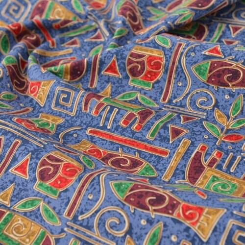 1pc Canvas Thick Fabric With Elephant Totem For Handmade Bag Half Curtain Tablecloth Sofa Door Curtain
