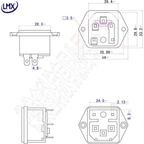 10Pcs/lot Screw Type 3P IEC 320 C14 Inlet Power Socket 250V 10A 5mm*23mm Fuse Holder free shipping