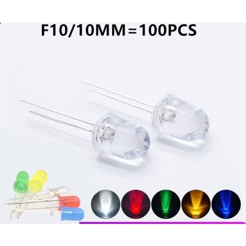 100pcs/lot F10 10MM LED lamp beads red hair red blue hair blue green hair green yellow hair yellow white light color hair diode