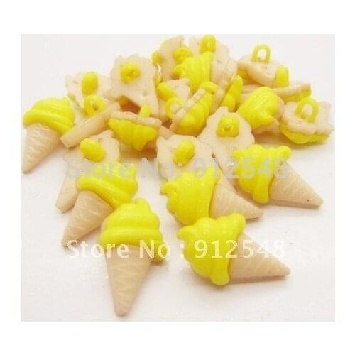 100 yellow Resin Ice Cream Sewing Shank Buttons Scrapbooking 22x13mm,bingqilin006