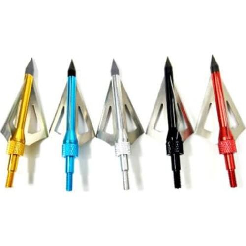 12 pcs 6 colors Archery Blade Broadheads 100 Grain Stainless Steel Arrowhead Hunting Sharp Arrow Head Field Point Tips