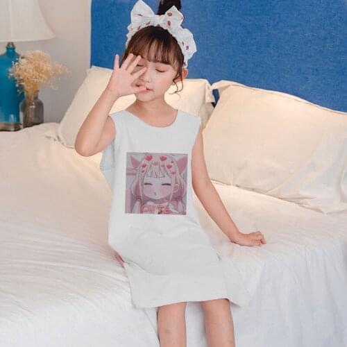 2021 Baby Girl Dress Summer Fashion Handsome Cute Avatar Picture Print Girl Dress Children Sleeveless 4-9 Years Old Nightdress