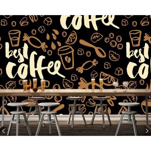 Papel de parede Retro coffee pattern background 3d wallpaper,living room kitchen bedroom coffee shop bar restaurant cafe mural