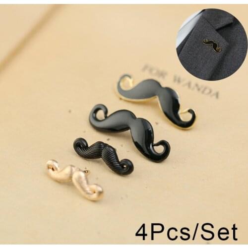 4Pcs/Set Fashion Moustache Black Beard Enamel Pin Set Pipe Brooch Lapel Pins For Men Brooches Broche Vintage Brooch