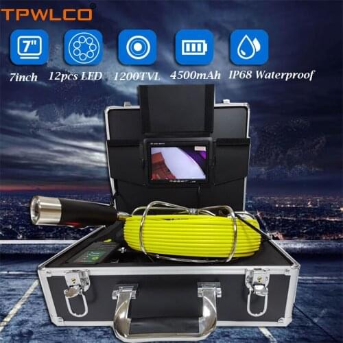 7" HD TFT LCD Screen Dual-Lens Pipeline Inspection Camera System With 12pcs LEDS 20m 42mm Industrial Pipeline Endoscope Camera