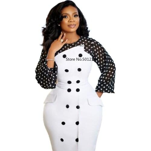 African Print Dresses for Women Dashiki Polk Dot Patchwork African Clothes Plus Size Vestido Africa Bodycon Dress Christmas Robe