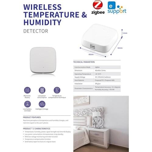 Ewelink Zigbee 3.0 Smart Home Wireless Temperature Humidity Sensor Detector APP Remote Control For Home Automation System