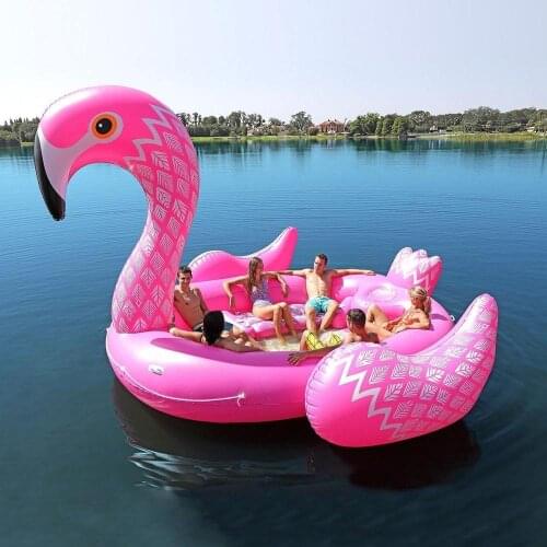 Large PVC multi-person flamingo floating row floating bed Inflatable rowing boat inflatable big island Unicorn water yacht