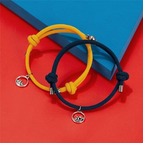 Hot Sale Magnet Attract Each Other Personality Couple Bracelet Men and Women Charm Bracelet Jewelry For Lover Valentines Day