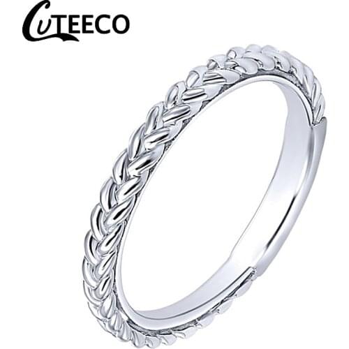 Cuteeco Hight Quality Silver Color Stackable Pan Ring Wheat Shape Arrow Finger Ring Women Vintage Engagement Jewelry