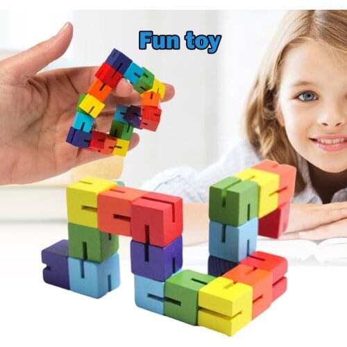 Wooden Twisty Blocks Toy Color Sensory Wooden Stress Relieve Toy for Kids Adult LBV