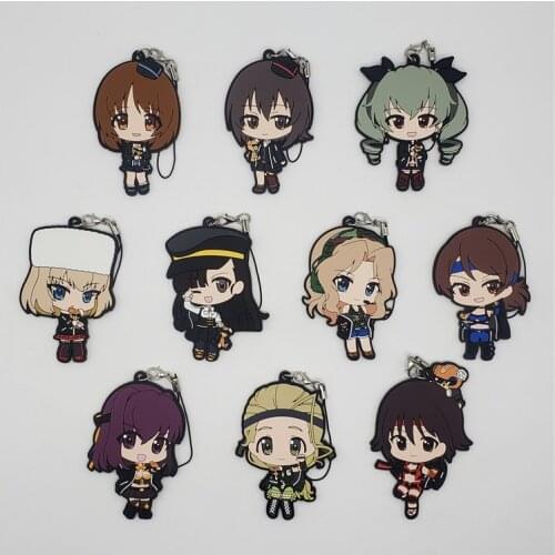 GIRLS and PANZER Keychian Nishizumi Miho saori takebe yukari akiyama Reizei Mako Nishizumi rubber mobile phone strap