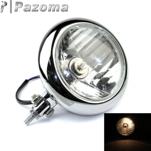 EMARK Chrome H4 12V 60/55W Iron Motorbike Head Light Lamp Lighting Headlamps For Harley Bobbers Choppers Custom Motorcycle