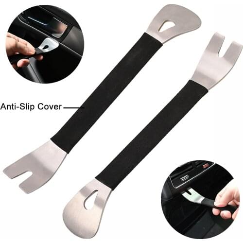 EHDIS Car Trim Removal Tools Interior Dashbord Opening Anti-Slip Metal Spudger Screwdriver Auto Door Panel Disassembly Pick Pry