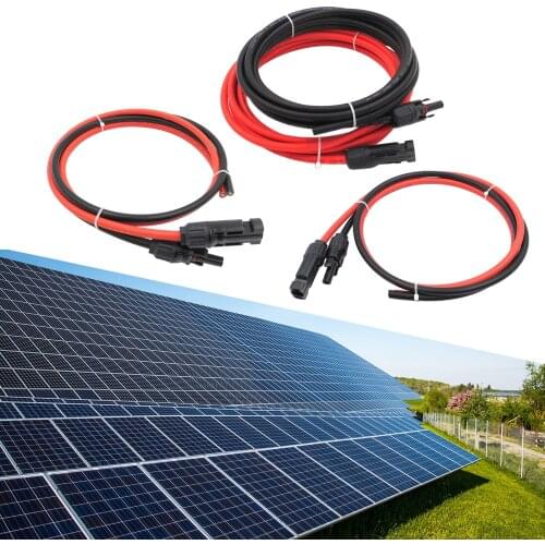 Pair Black & Red Solar Extension Cable Harness Solar Adaptor Cable with Female and Male Connector 3ft