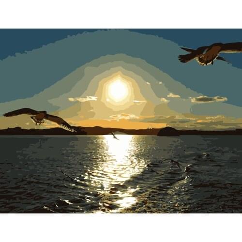 MaHuaf-j494 sunset bird sea animal painting Coloring by Numbers DIY Hot Selling Craft Gift cuadros decoracion