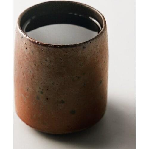 Japan style ceramic coffee mug retro handmade pottery brown pigmented green home use water cups and mugs 230ml birthday gift