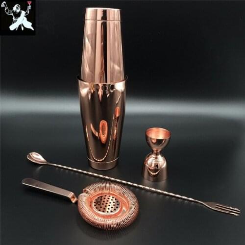 Cocktail Boston Shaker Bar Set Shaker Barware Set - 4 pcs Bartender Kit Include Shaker, Jigger,Strainer & Spoon Bar Appliances